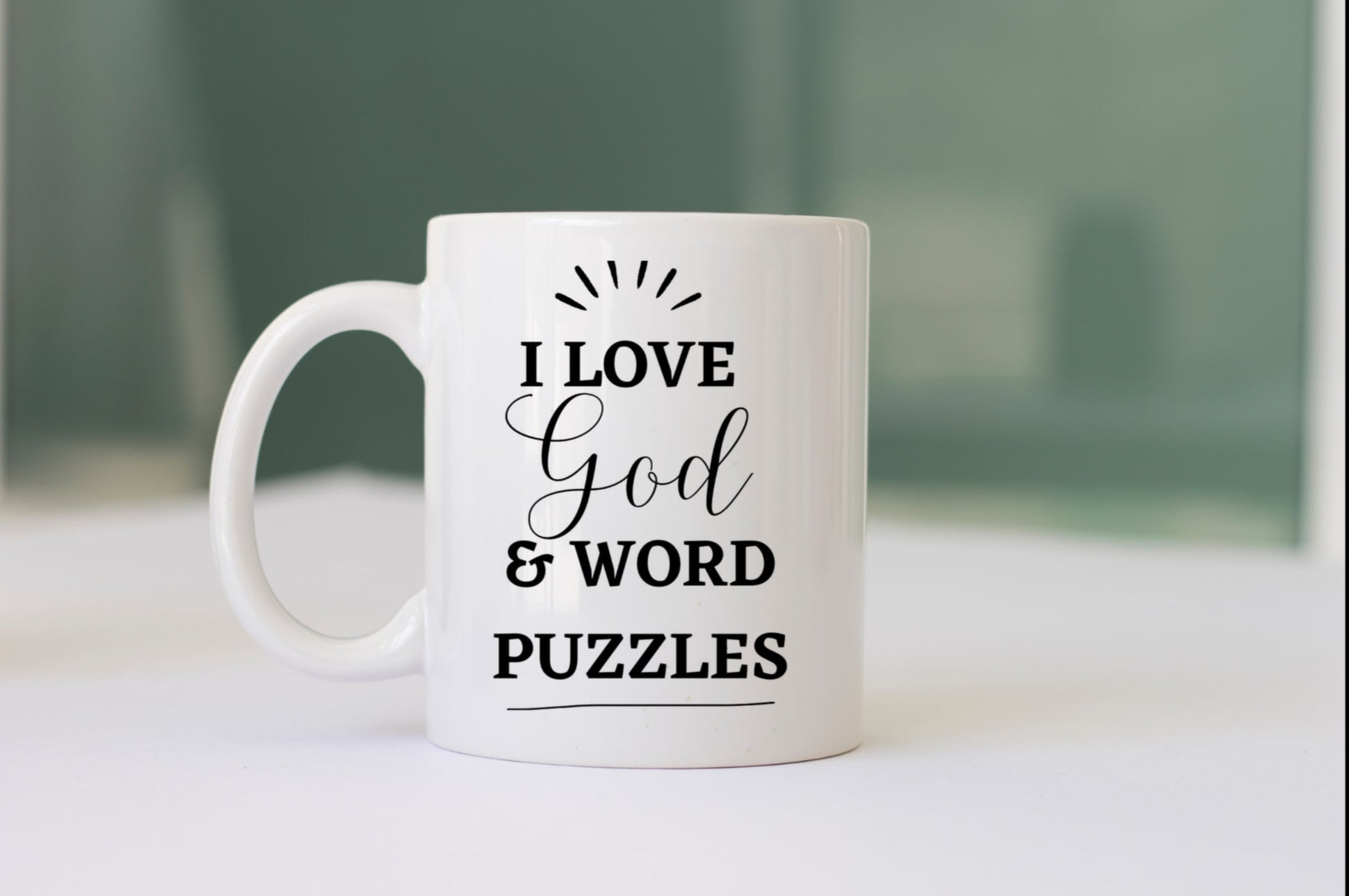 I Love God and Word Puzzles Mug